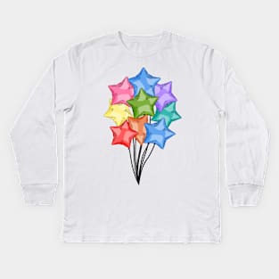 Rainbow Helium Star Balloons Kids Long Sleeve T-Shirt